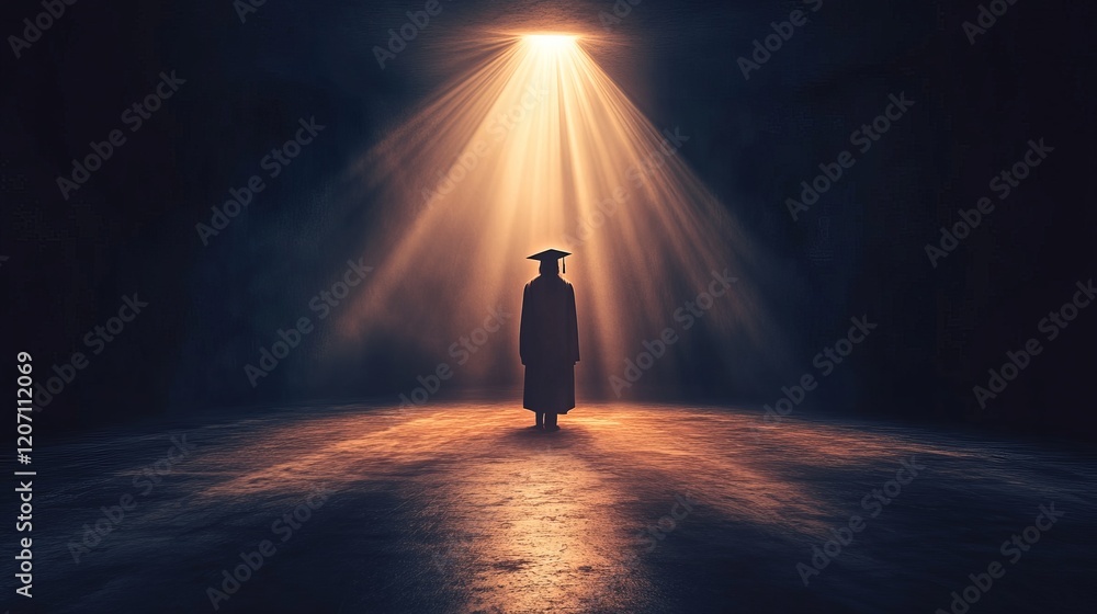 Canvas Prints a person is standing in a dark room with a light shining on them