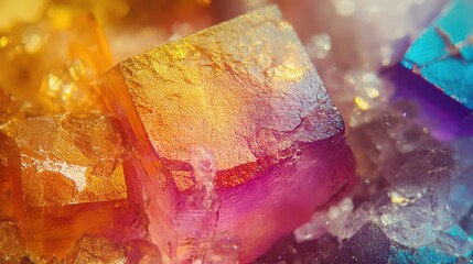 close up pink irridescent crystal shard