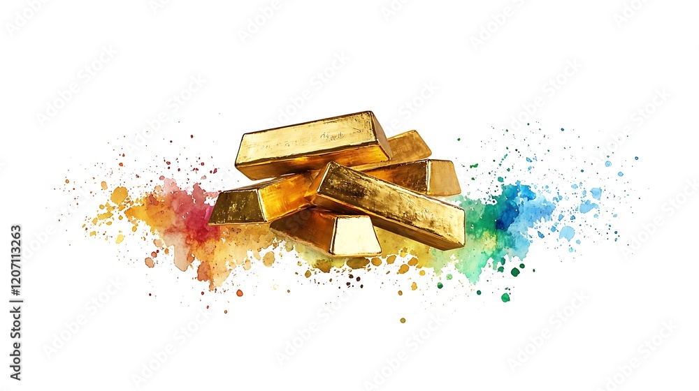 Poster abstract representation of gold bars on a rising graph symbolizing increasing prices