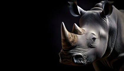 Naklejka premium Rhino on black background