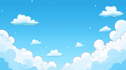 A panoramic, high-resolution professional photograph of a beautiful blue sky with soft white clouds, captured with super-resolution and megapixel clarity. Enhanced with natural lighting, 