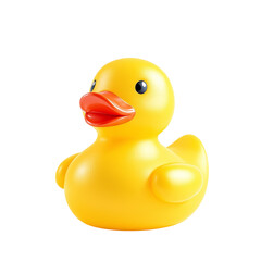 Yellow rubber duck toy isolated on transparent background