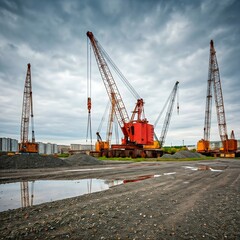 Construction zone with cranes