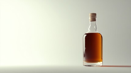 Glass Bottle of Whiskey on White Background