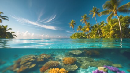 Tropical Paradise Pool Overlooking Vibrant Coral Reef