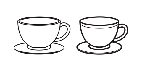 set of coffee cup line art, black outline, vector and illustration, line art and outline