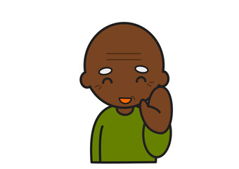 笑顔で挨拶する黒人のおじいさん