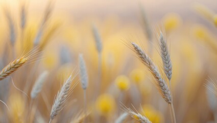 Obraz premium Golden and yellow natural textures forming a soft gradient of wheat and flowers