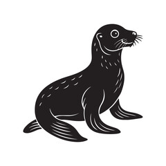 seal silhouette, black and white silhouette, vector and illustration