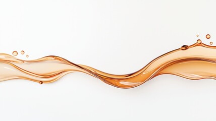 A smooth, flowing wave of amber liquid against a light background, creating a sense of fluidity and elegance.