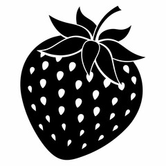 Minimalist Strawberry Silhouette in Vector