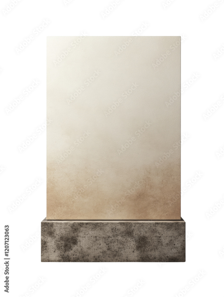 Poster beige panel on a concrete base display