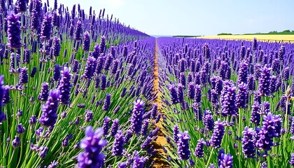 Fototapeta premium Stunning Lavender Fields Purple Blossoms Summer Landscape