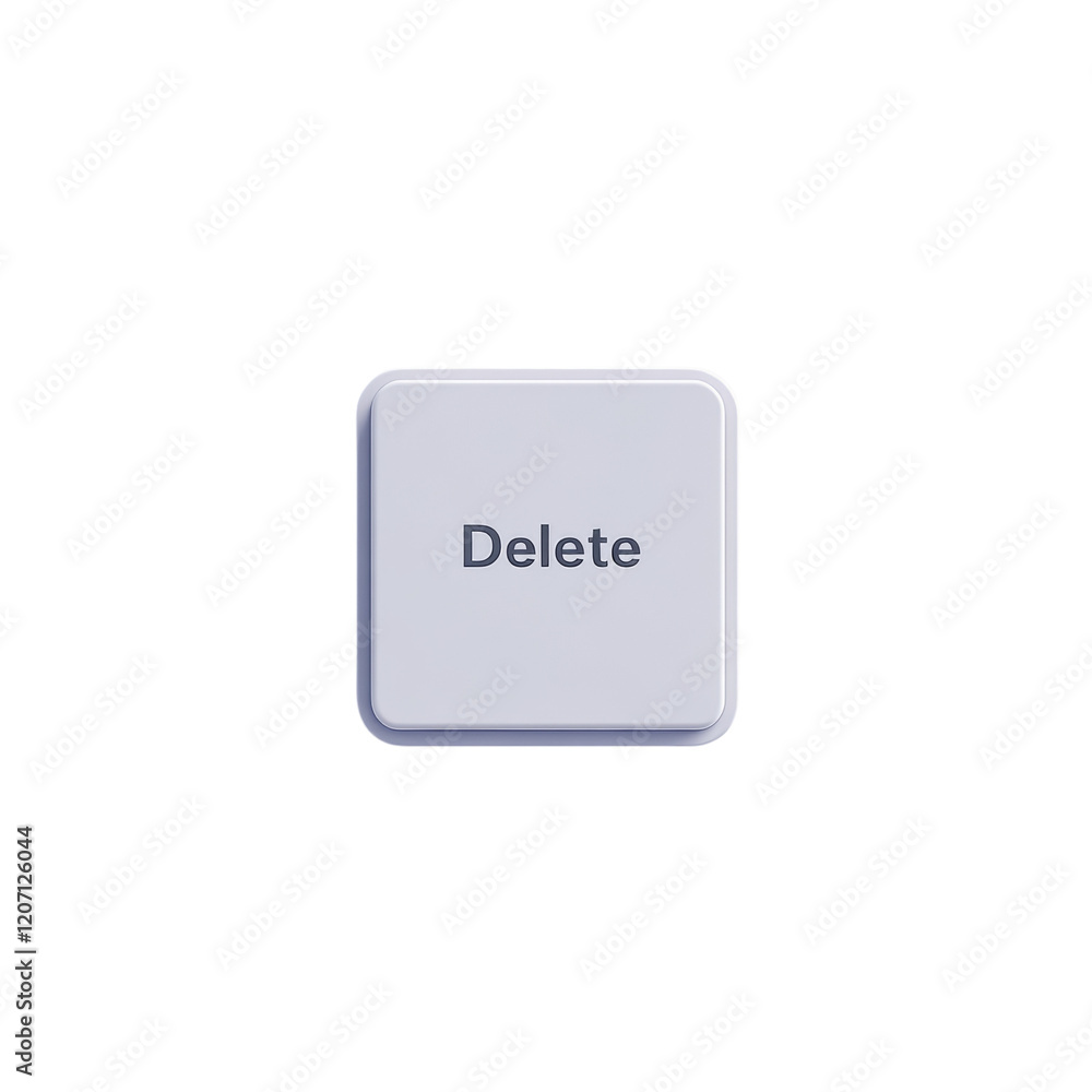 Poster A minimalist 3D rendering of a white delete button on a plain white background representing digital interface design.