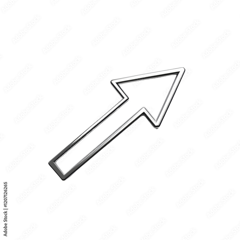 Poster The image shows a three dimensional metallic arrow pointing diagonally upward against a white background.