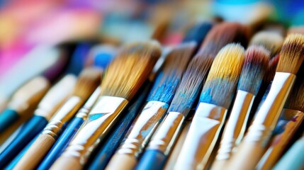 Fototapeta premium An art room with unused brushes and paint tubes, a faint scent of creativity lingering in the air.