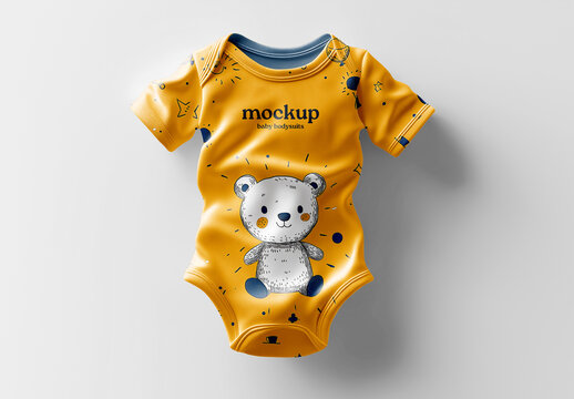 Baby Bodysuit Mockup: Perfect for Newborn Apparel, Bunny Short-Sleeved designs, branding and design Generated with AI