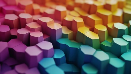 Abstract colorful 3D hexagonal pattern.