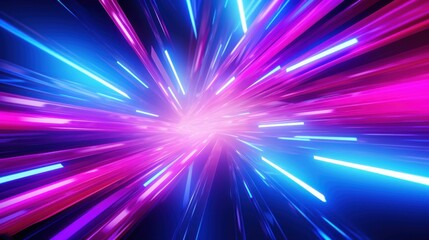 Vibrant neon light burst with radiant blue and pink streaks