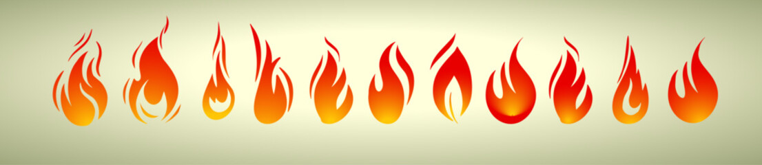 Set Logo fire hand drawn. Not AI, Vector illustration.