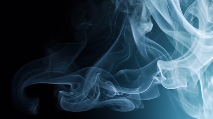 Fototapeta premium Ethereal swirls of blue smoke against a dark background