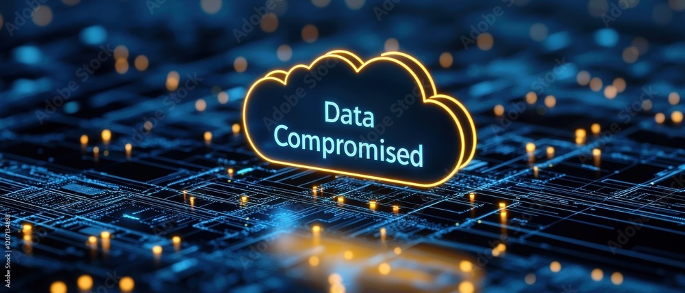 Poster cloud security threats concept. a cloud icon displays 