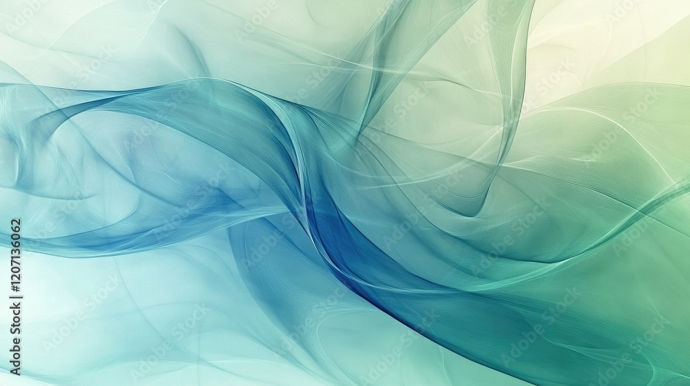 Poster a serene abstract background with soft, ethereal gradients in shades of blue and green, creating a p