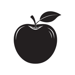 apple silhouette, black and white silhouette, vector and illustration