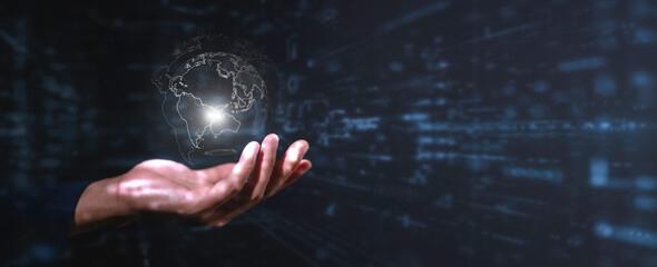 Data Digital transformation Hand touching the Universe, A Conceptual Shift in Digital...