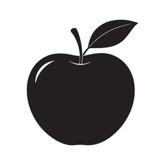apple silhouette, black and white silhouette, vector and illustration