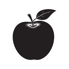 apple silhouette, black and white silhouette, vector and illustration