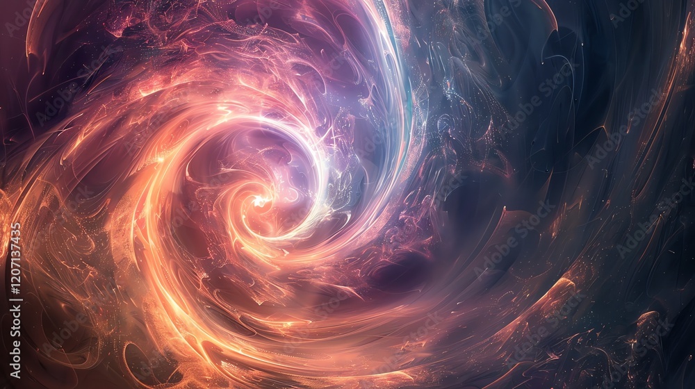 Poster abstract background image of a glowing spiral or vortex with a dark background.