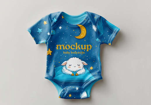Baby Bodysuit Mockup: Perfect for Newborn Apparel, Bunny Short-Sleeved designs, branding and design Generated with AI