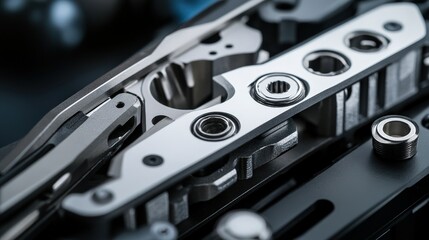 multi-tool with various attachments, showcasing its versatility in performing different functions such as cutting, screwing, and sawing.