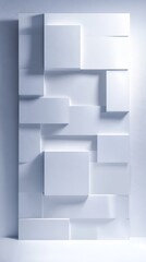Abstract White Geometric Wall Panel Soft Light. AI Generated