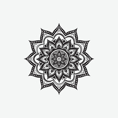 A simple line drawing mandala. Vector graphic design for a coloring book, Cards, Posters, Flyers, Banners. Complex symmetrical mandala design