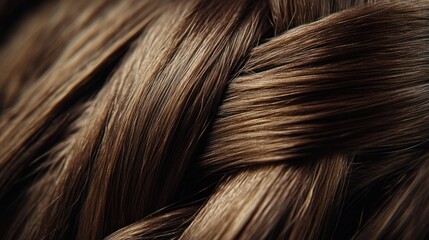Naklejka premium Close-up braided brown hair texture; beauty, style, fashion