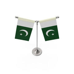 Pakistan flags crossed isolated on a white background 3D Rendering 