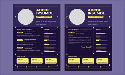 Modern Resume Template CV Cover Letter. Professional Cv Resume, Elegant Stylish Cv Resume Design Template.
