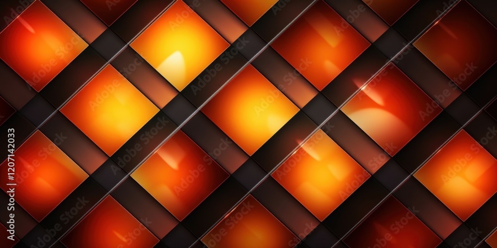 Poster abstract orange and brown diamond pattern background texture design with shiny glowing effect