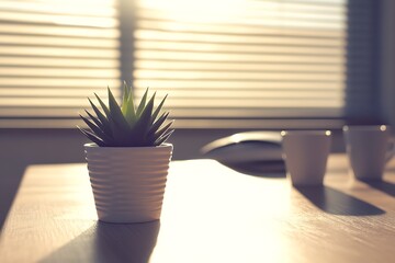 Fototapeta premium Morning Sunlight on a Potted Plant