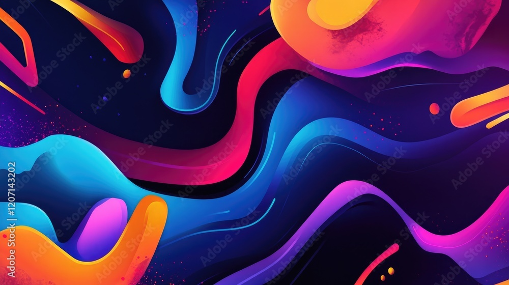 Aufkleber a vibrant, abstract background with splashes of neon colors and irregular shapes, adding a modern an