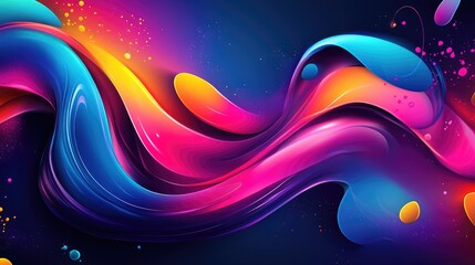 A vibrant, abstract background with splashes of neon colors and irregular shapes, adding a modern and lively touch to the design.