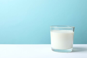 Glass of milk on the table