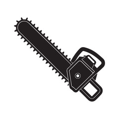 Chainsaw silhouette, black and white silhouette, vector and illustration
