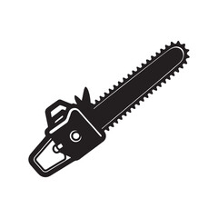 Chainsaw silhouette, black and white silhouette, vector and illustration