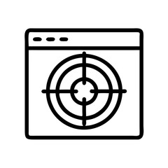 Target icon in simple line style, minimalist design, black and white, focus representation