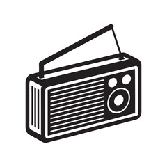 Fototapeta premium radio silhouette, black and white silhouette, vector and illustration 