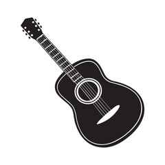 Fototapeta premium guitar silhouette, black and white silhouette, vector and illustration