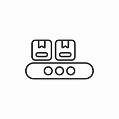 Fototapeta premium Conveyor belt package delivery icon vector sign